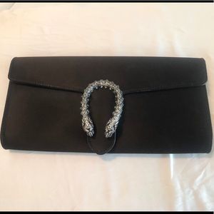 GUCCI Dinoysus Satin Clutch Bag, Black